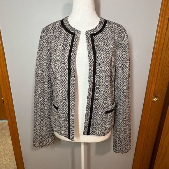 Banana Republic Factory textured boucle jacket blazer black white size 8‎ NEW - Picture 1 of 11